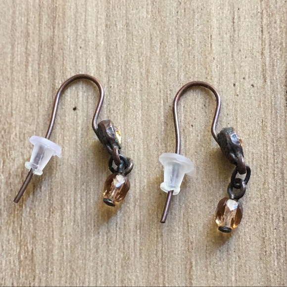 2 for $10 Vintage Copper and Crystal Earrings - Picture 3 of 4